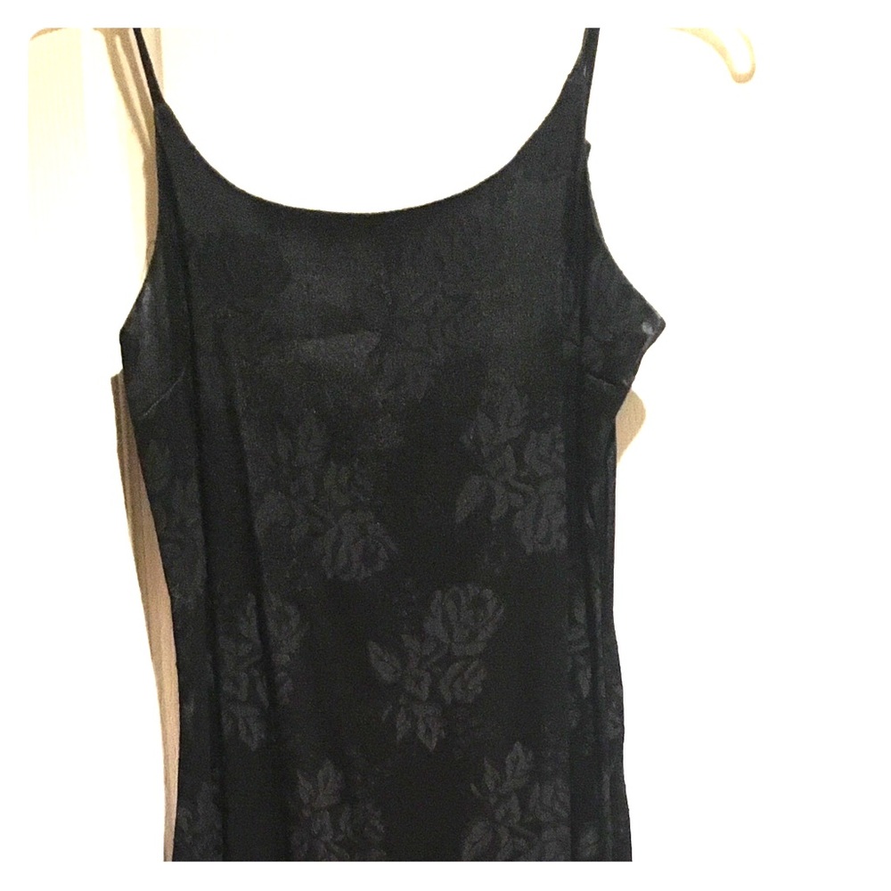 satin cocktail dress with black flower print, petite